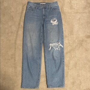 Levi's Light Blue Distressed Straight Leg Jeans